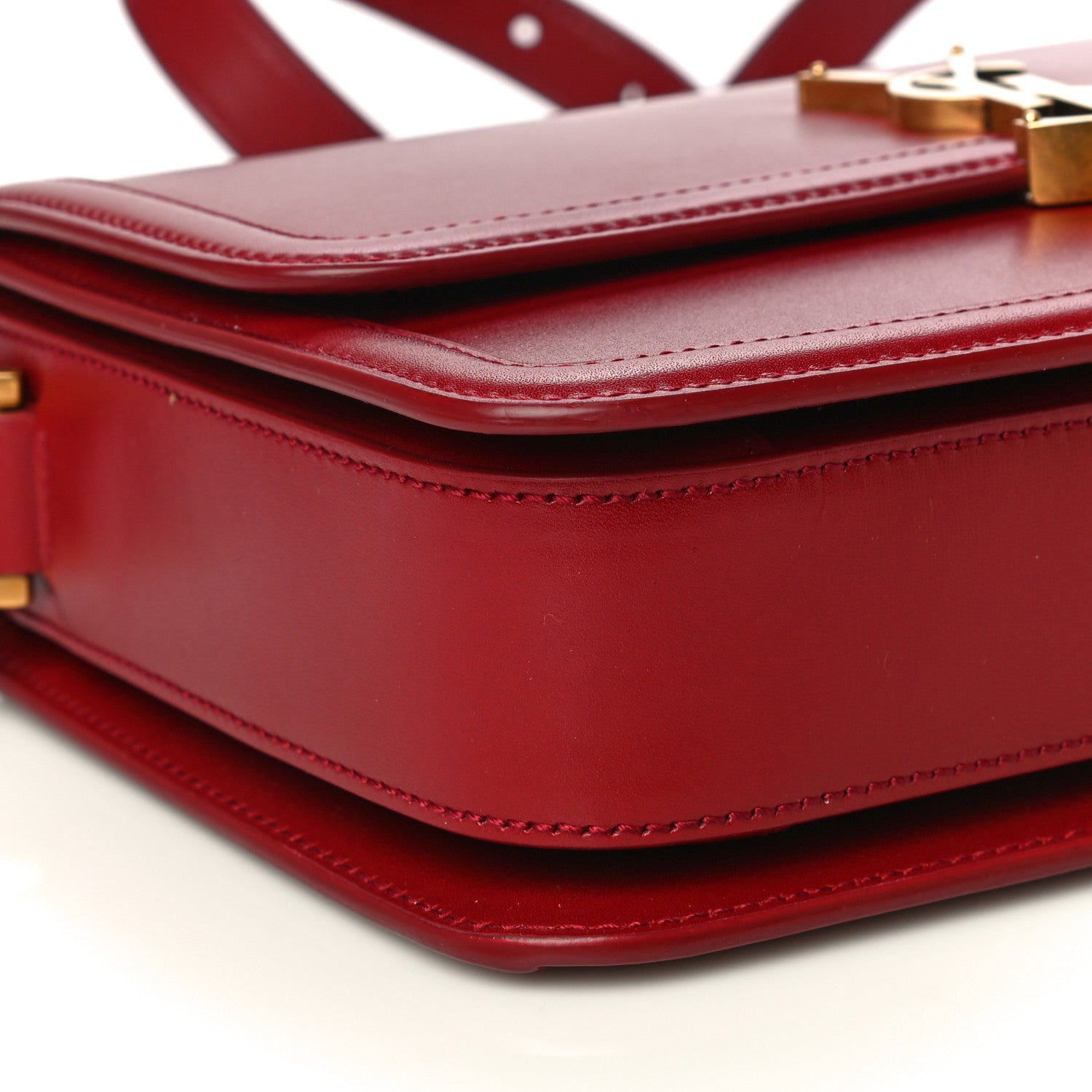 Saint Laurent Box Calfskin Monogram Medium Solferino Satchel Rouge Opyum 9 of 11