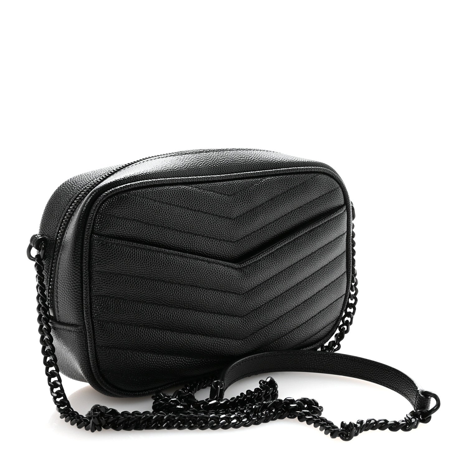 Saint Laurent Grain De Poudre Matelasse Monochrome Monogram Mini Lou Camera Bag Black 3 of 9