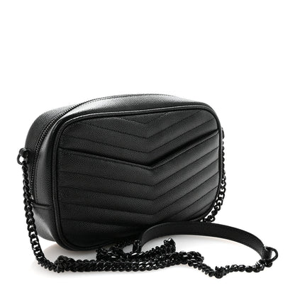 Saint Laurent Grain De Poudre Matelasse Monochrome Monogram Mini Lou Camera Bag Black 3 of 9