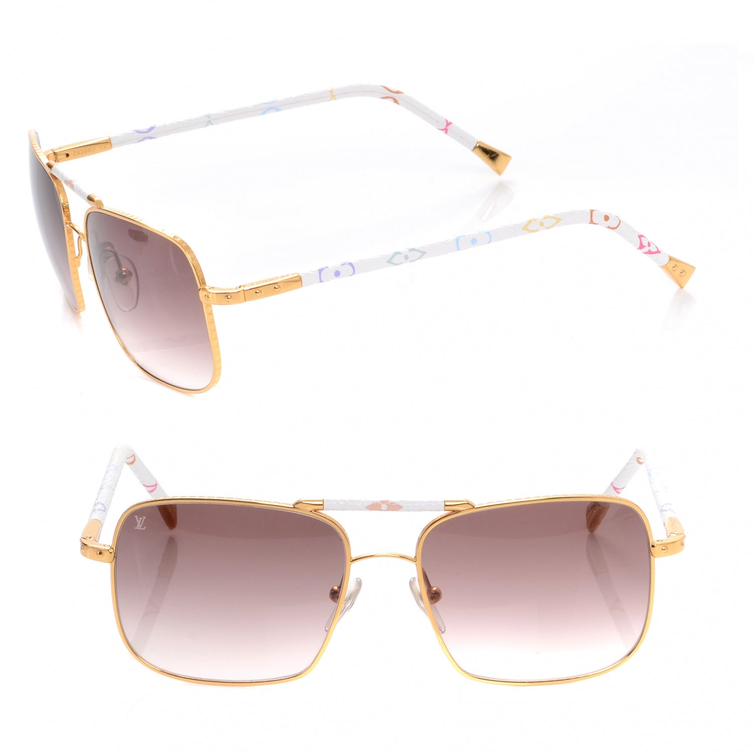 Louis Vuitton Monogram Multicolor Conspiration Pilote Aviator Sunglasses Gold 1 of 6