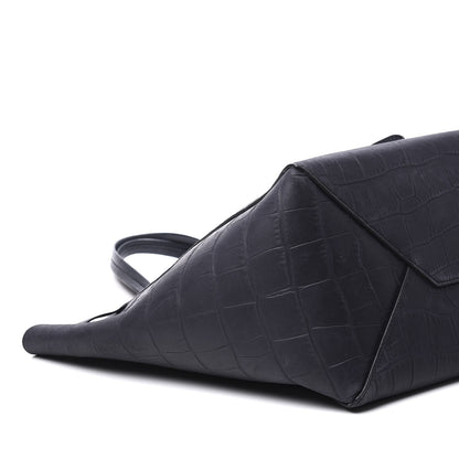 Celine Crocodile Embossed Nubuck Small Belt Cabas Phantom Navy Blue 6 of 9