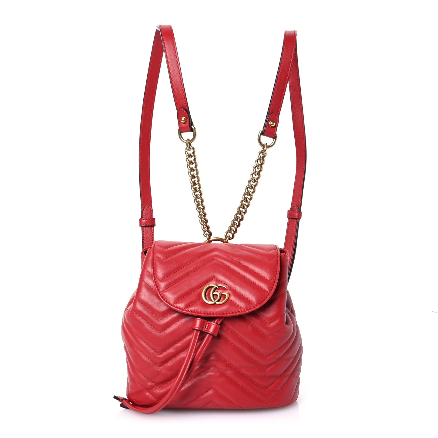 Calfskin Matelasse GG Marmont Flap Backpack Hibiscus Red