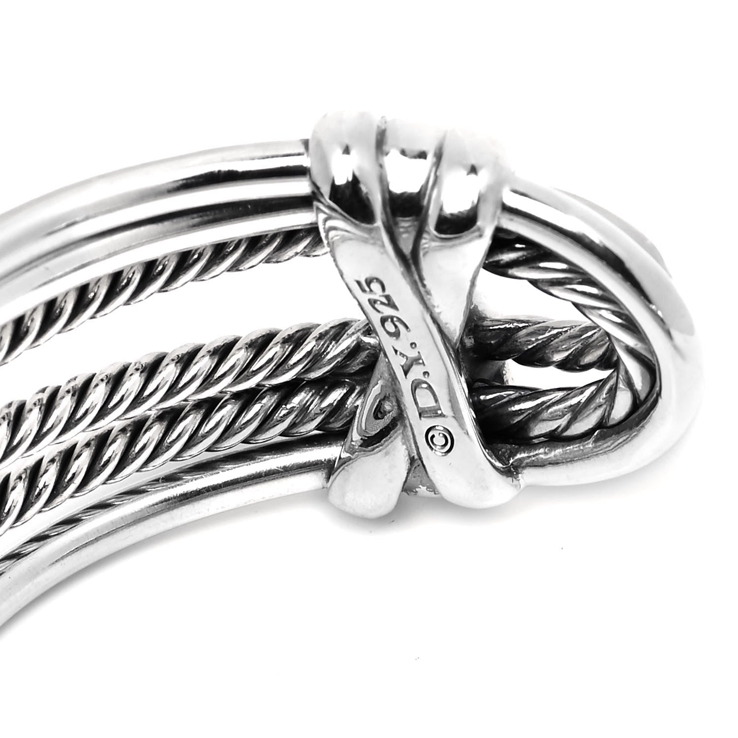 David Yurman Sterling Silver Narrow Crossover Cuff Bracelet 5 of 6