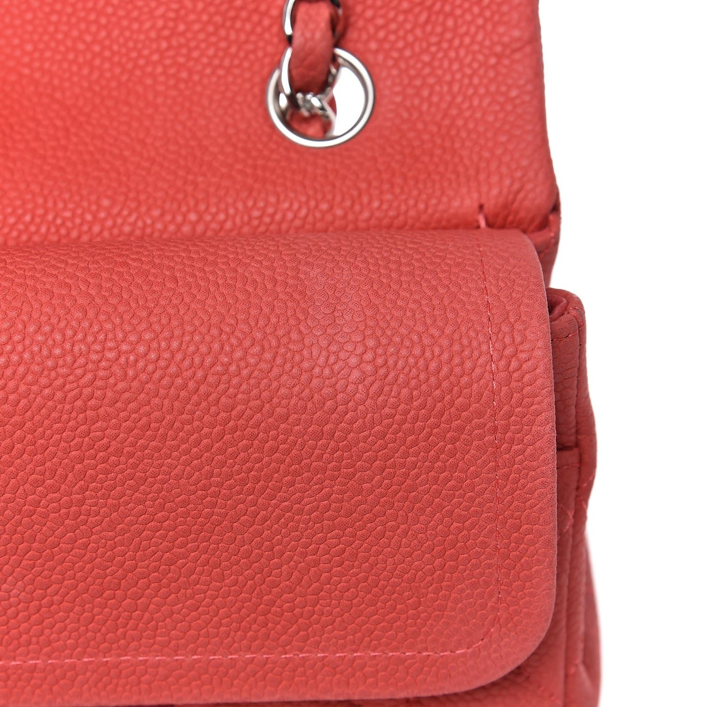 Iridescent Caviar Quilted Medium Double Flap Dark Pink