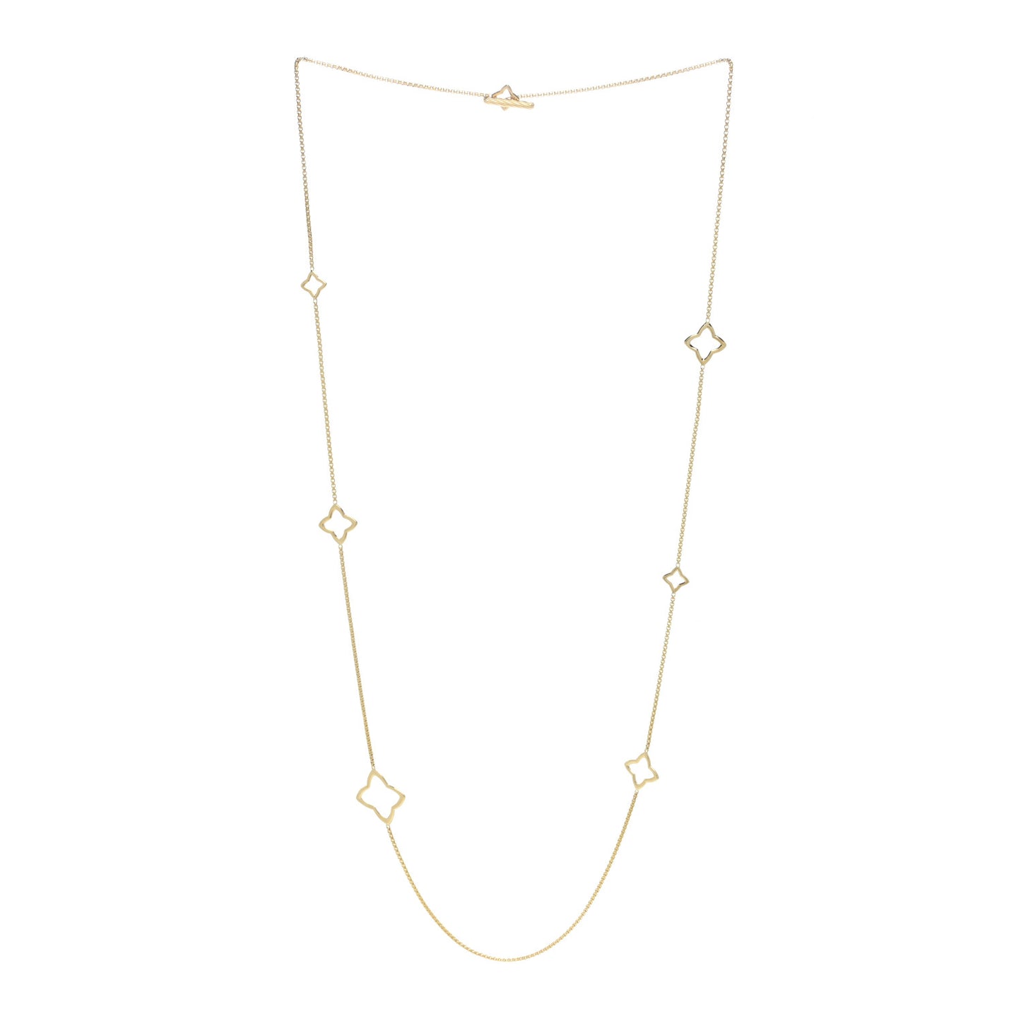 18K Yellow Gold Quatrefoil Station Necklace