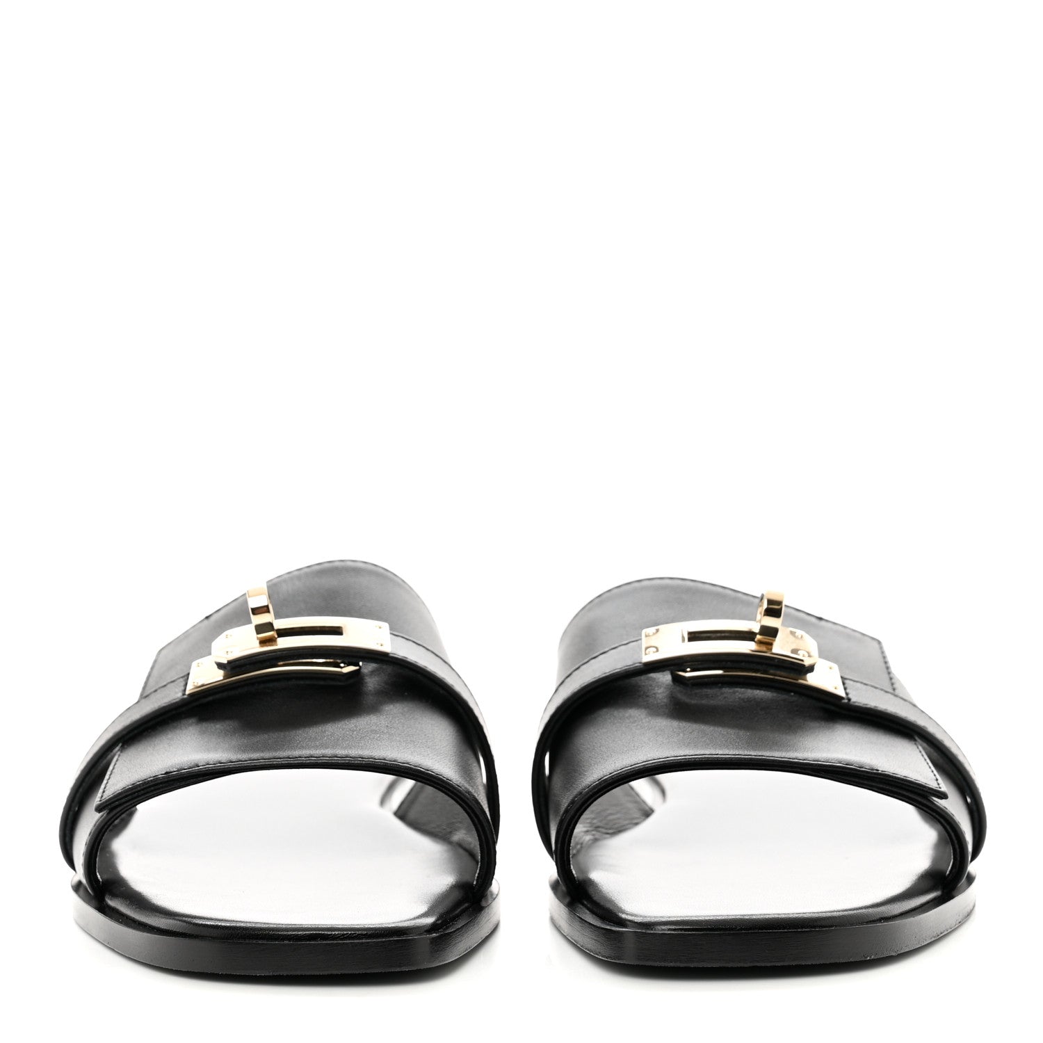 Hermes Calfskin Giulia Sandals 37.5 Black 2 of 8