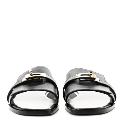 Hermes Calfskin Giulia Sandals 37.5 Black 2 of 8