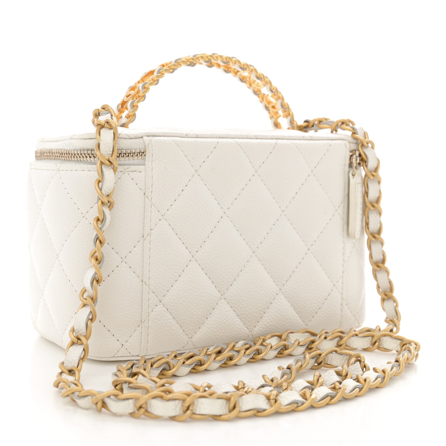 Chanel Shiny Caviar Quilted Pick Me Up Vanity Case White 3 of 17