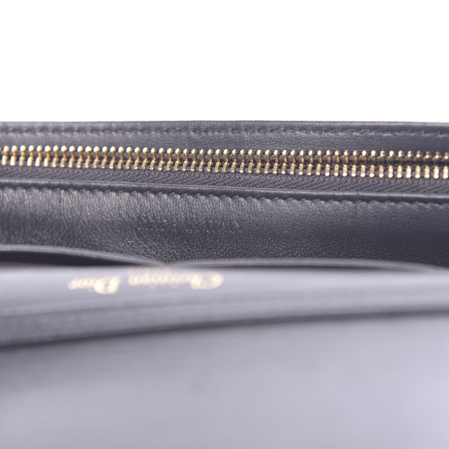 Metallic Brushed Calfskin Diorama Wallet on Chain Pouch Gold