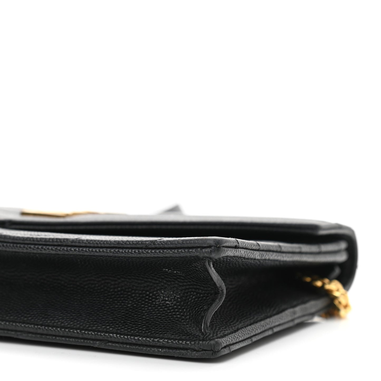 Grain De Poudre Matelasse Chevron Monogram Chain Wallet Black