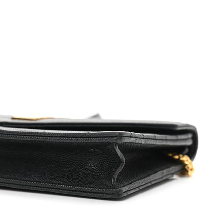 Saint Laurent Grain De Poudre Matelasse Chevron Monogram Chain Wallet Black 9 of 9