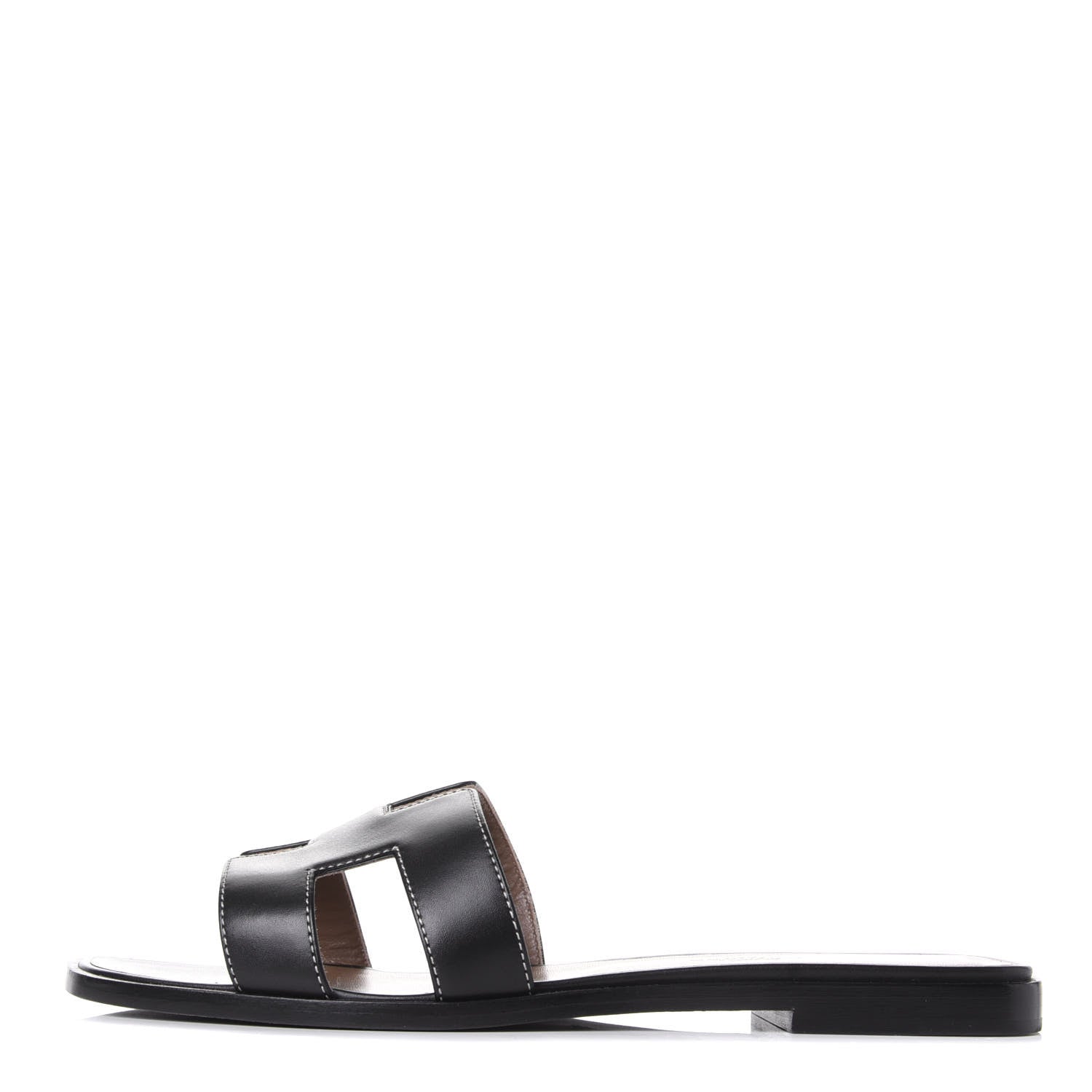 Hermes Box Calfskin Oran Sandals 38.5 Black 1 of 11