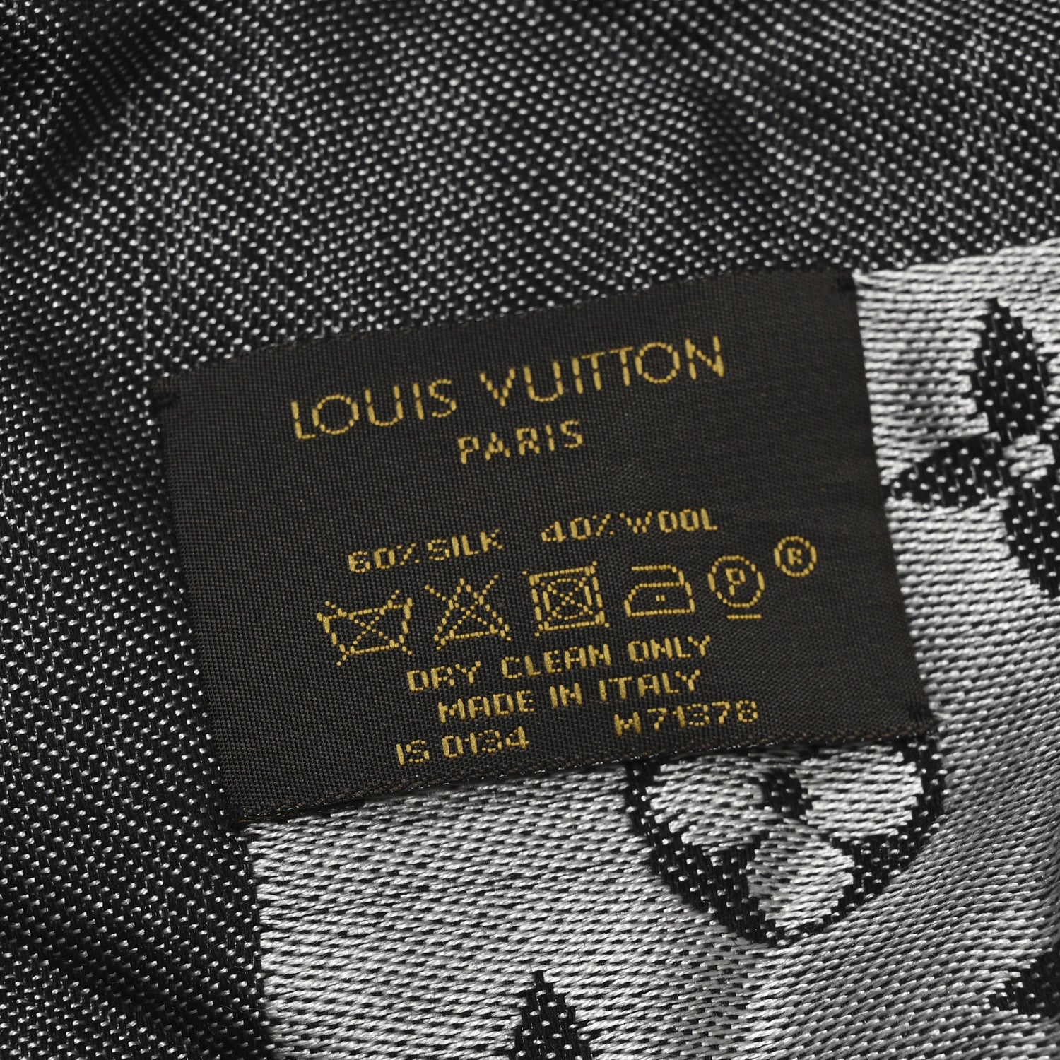 Louis Vuitton Silk Wool Monogram Denim Shawl Black 3 of 4