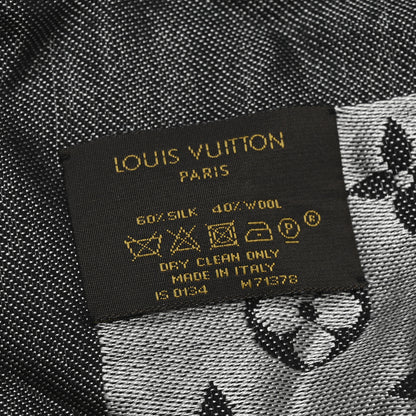 Louis Vuitton Silk Wool Monogram Denim Shawl Black 3 of 4
