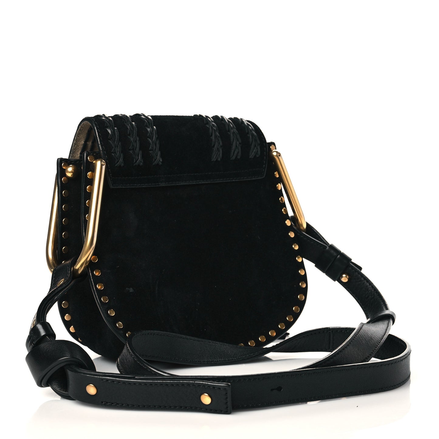 Suede Calfskin Braided Mini Hudson Shoulder Bag Black