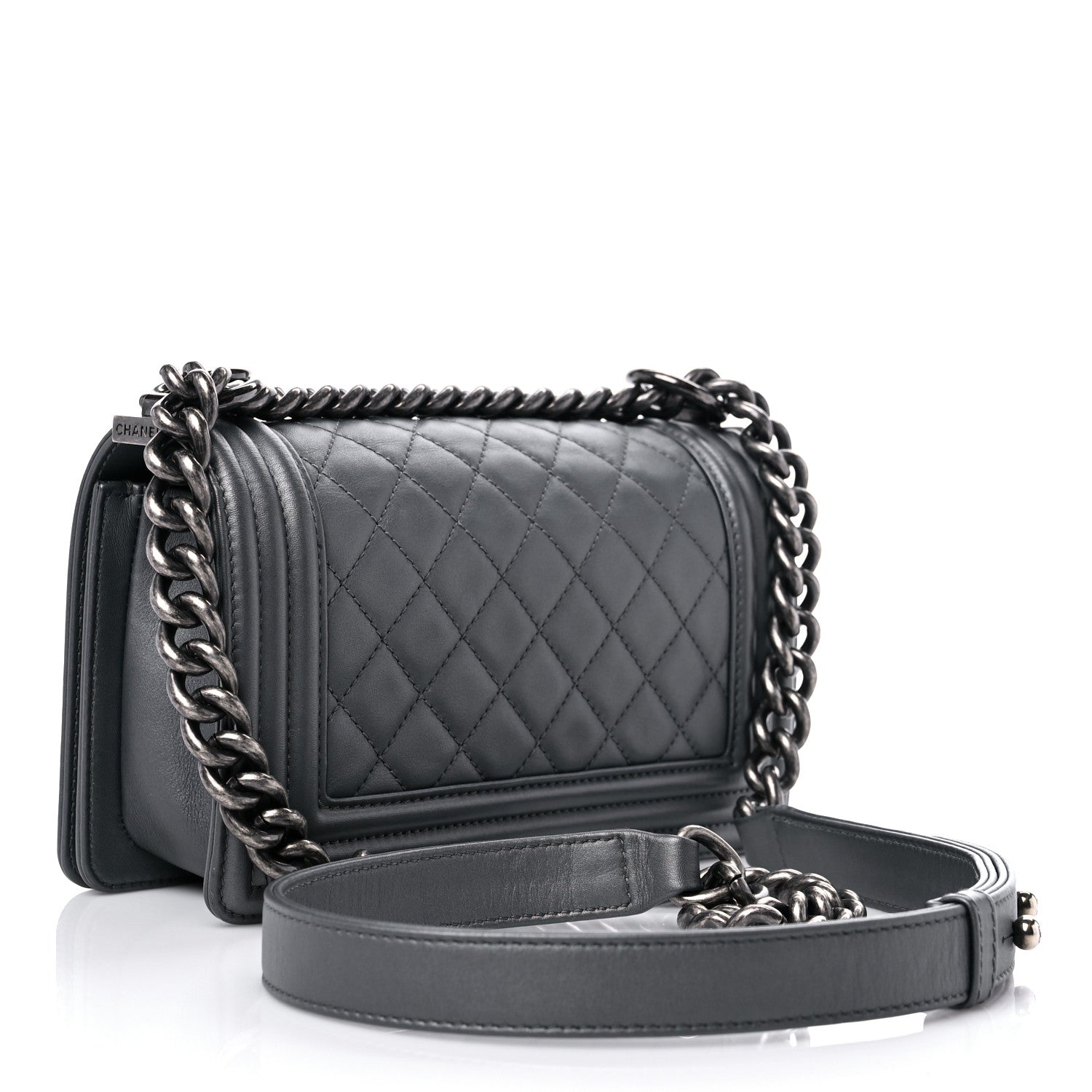 Chanel Lambskin Quilted Small Boy Flap Dark Grey 3 of 14