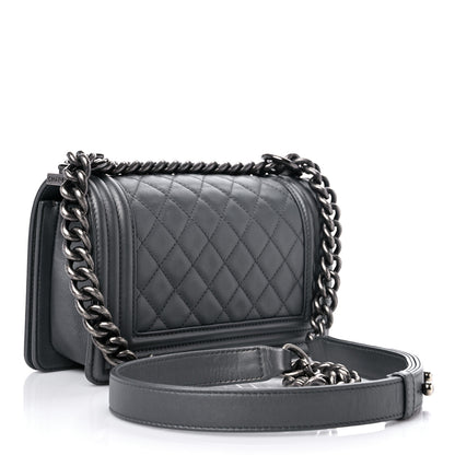Chanel Lambskin Quilted Small Boy Flap Dark Grey 3 of 14