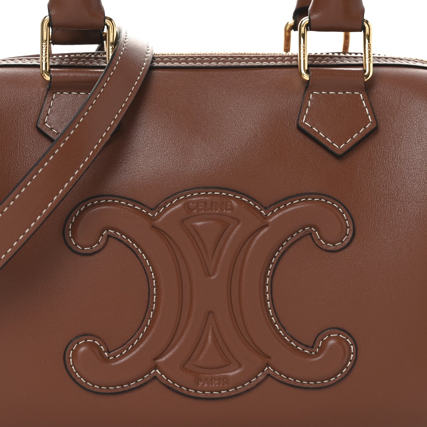Smooth Calfskin Triomphe Small Boston Bag Tan