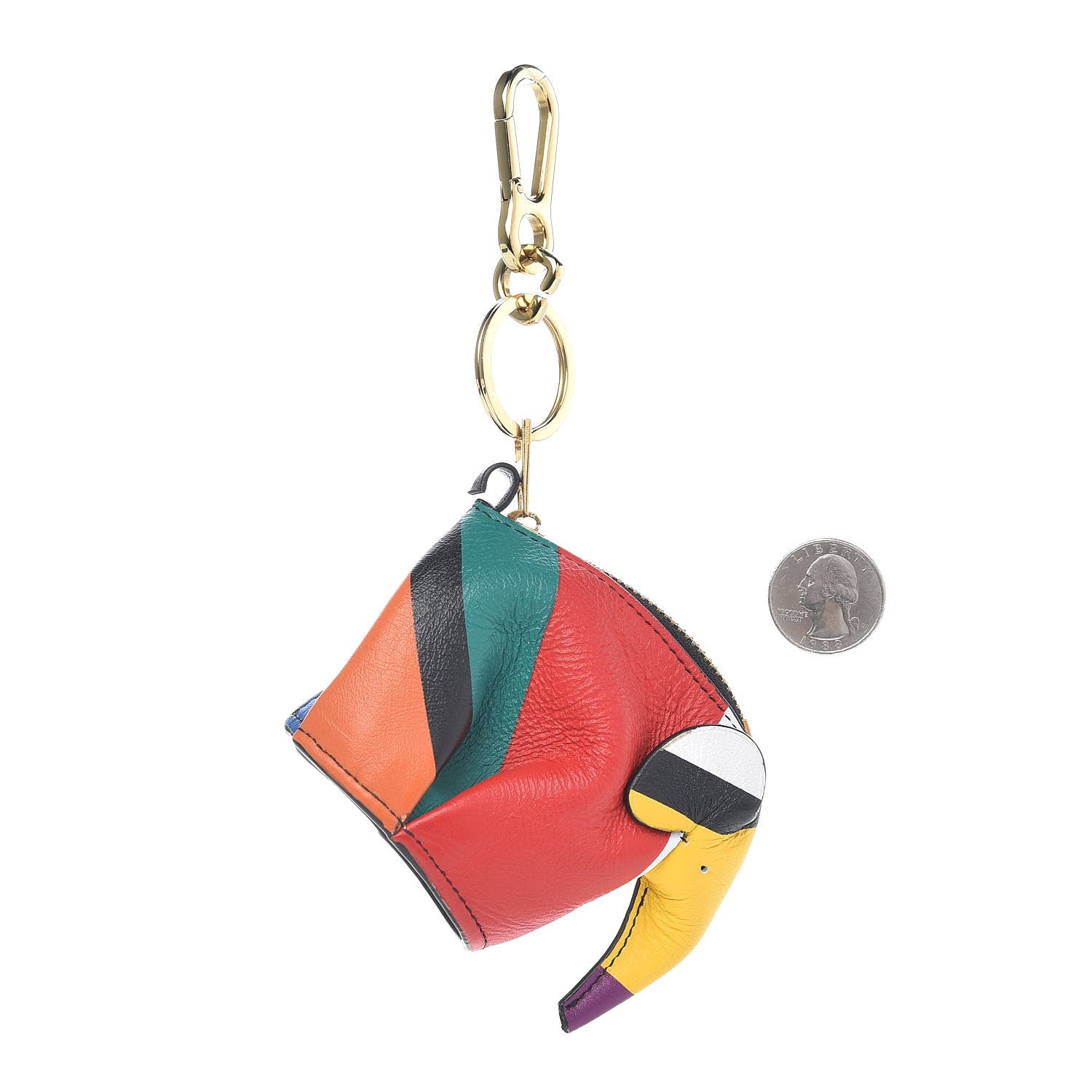 Loewe Calfskin Elephant Coin Purse Bag Charm Key Holder Multicolor 2 of 4