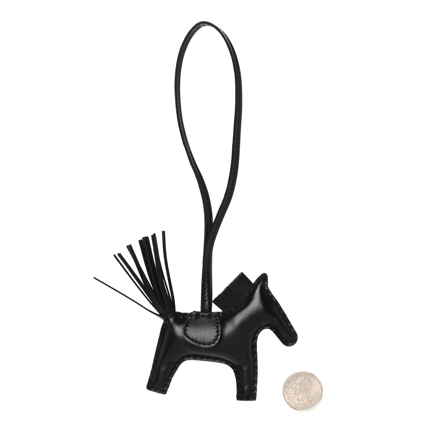 Hermes Milo Lambskin Grigri Rodeo Horse Bag Charm PM So Black 2 of 4