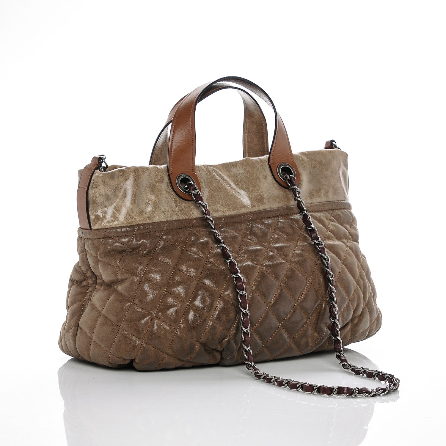Chanel Iridescent Calfskin Quilted Small In The Mix Tote Khaki 3 of 7