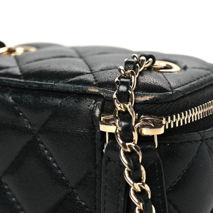 Chanel Lambskin Quilted Mini Vanity Case With Chain Black 13 of 15