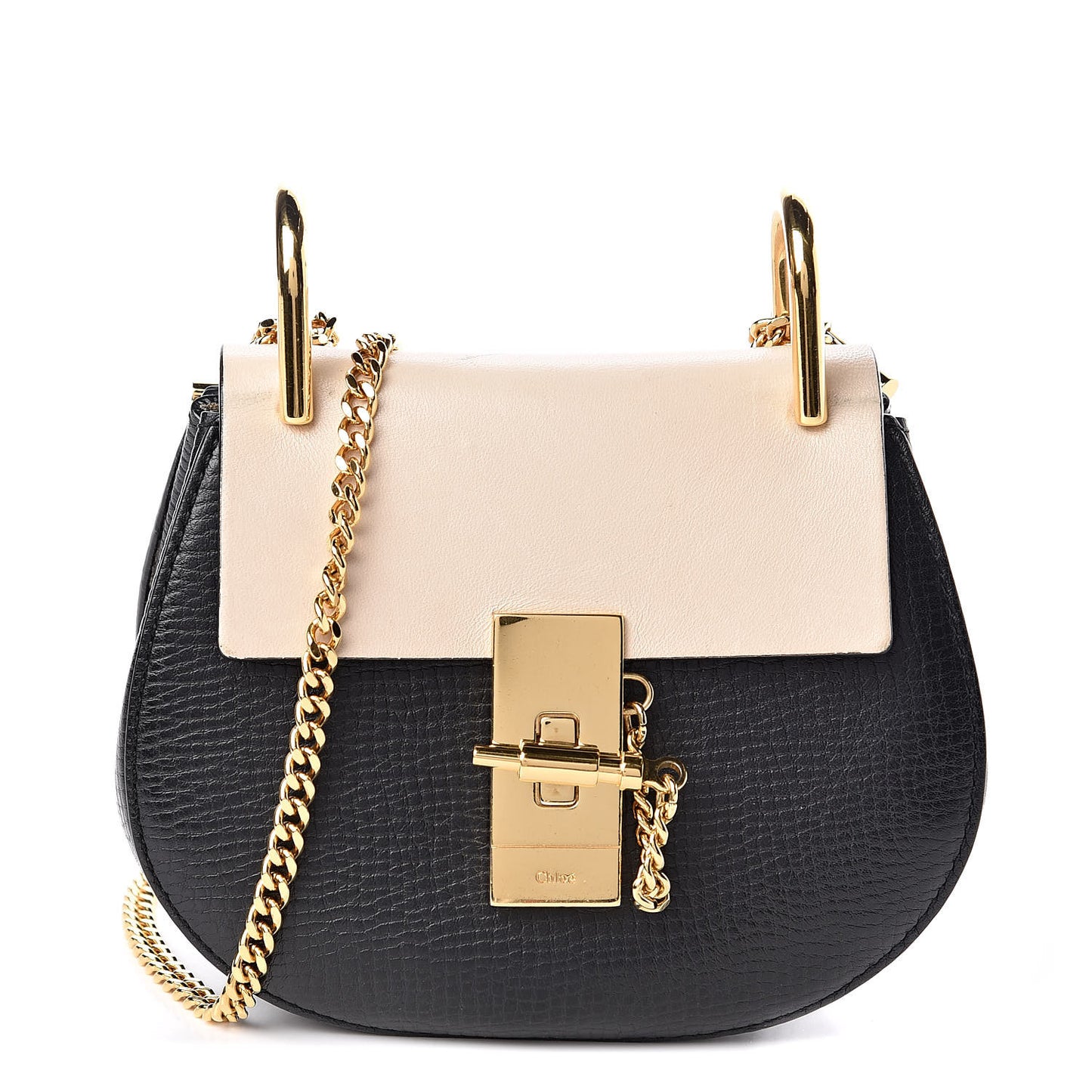 Textured Calfskin Lambskin Nano Drew Shoulder Bag Black