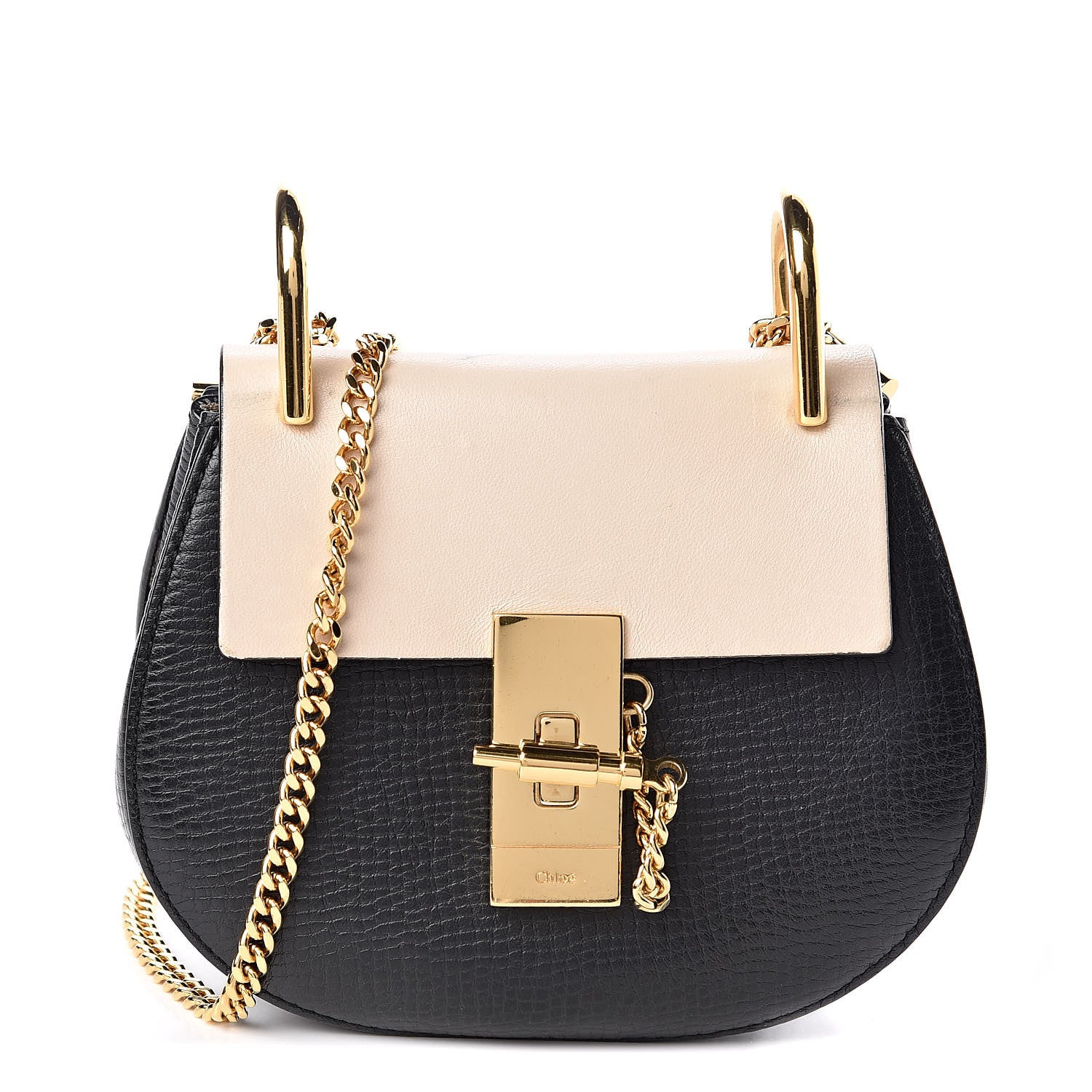 Chloe Textured Calfskin Lambskin Nano Drew Shoulder Bag Black 1 of 10