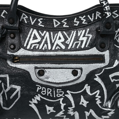 Balenciaga Agneau Arena Graffiti All Over Classic Hardware City Gris Fossile White 8 of 12