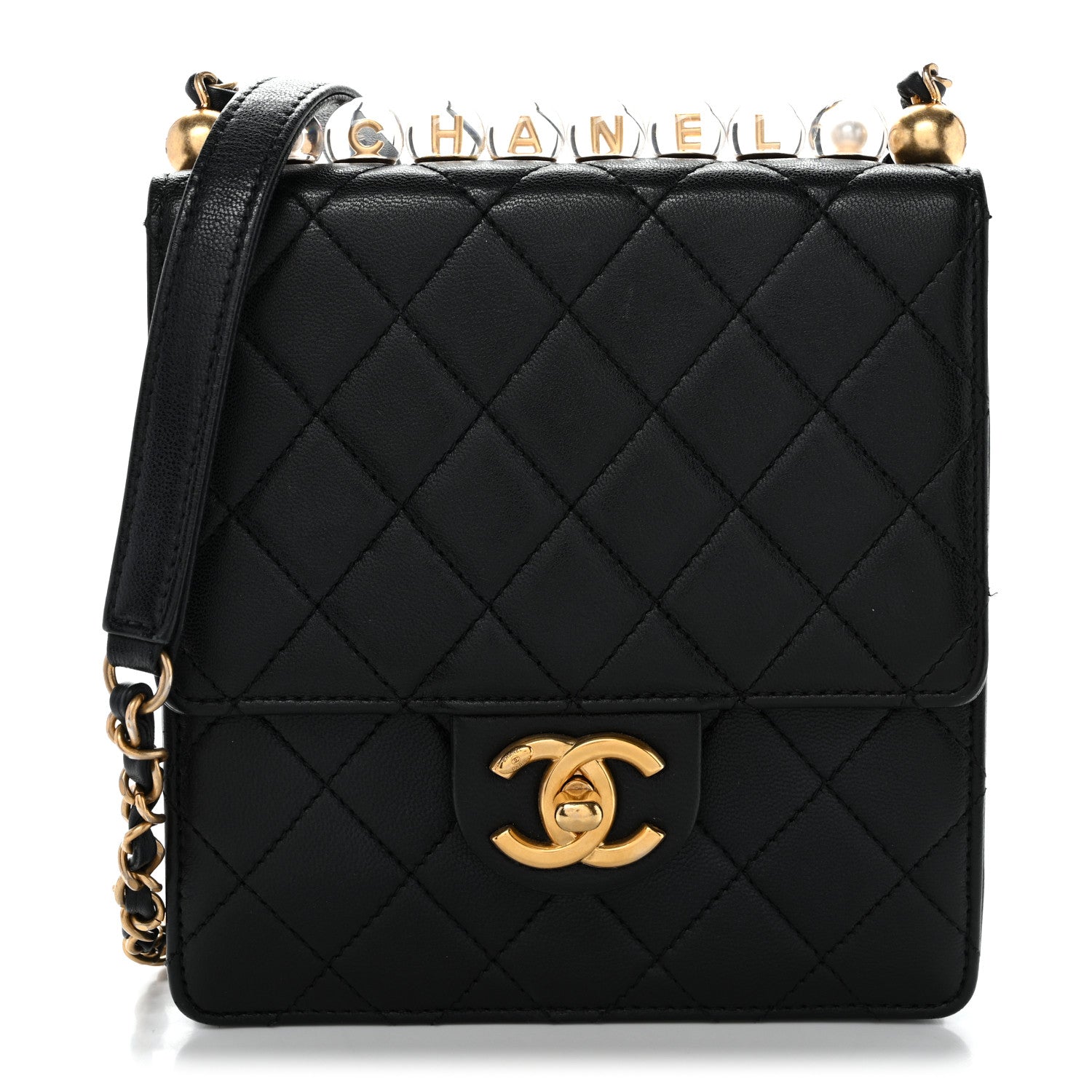 Chanel Goatskin Quilted Chic Pearls Flap Black 1 of 10