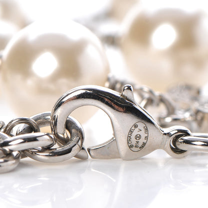 Chanel Crystal Pearl CC Long Necklace Silver 5 of 6