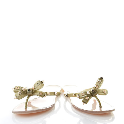 Valentino Garavani PVC Jelly Glitter Rockstud Bow Thong Sandals 39 Oro 6 of 9