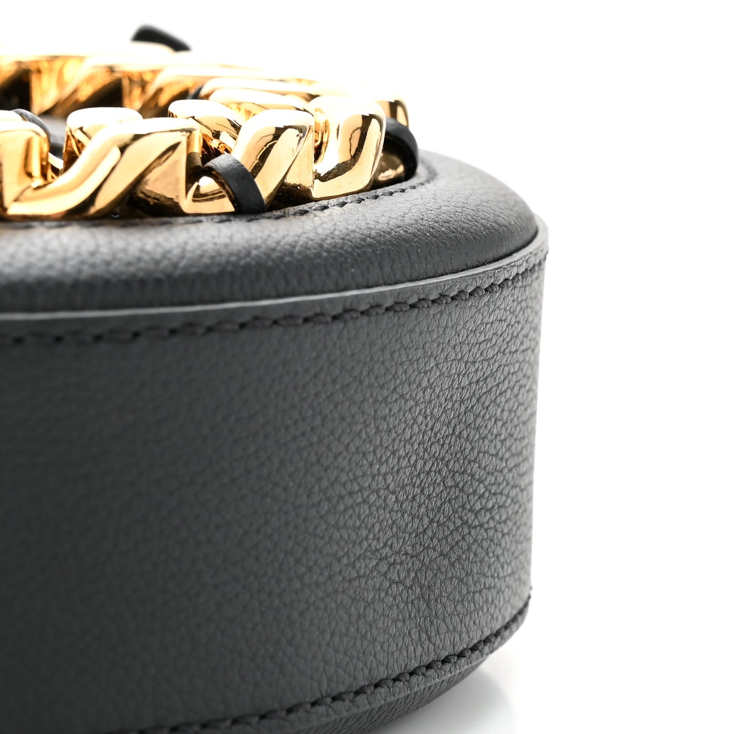 Calfskin Mini La Medusa Chain Round Crossbody Bag Black