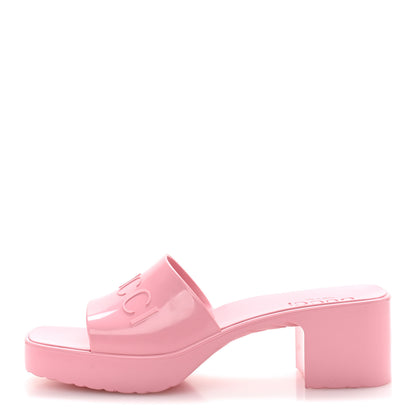 Gucci Rubber Gucci Logo Womens Platform 20/60mm Slide Sandals 37 Wild Rose 1 of 9