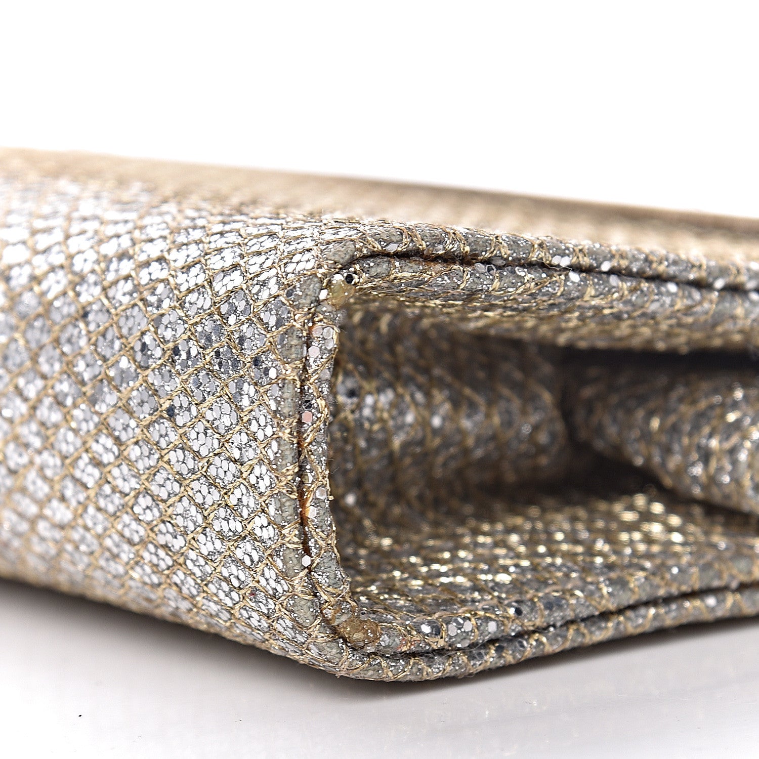 Jimmy Choo Glitter Fabric Clutch Champagne 12 of 14