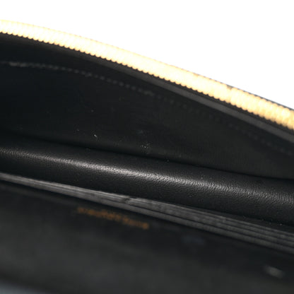 Saint Laurent Lambskin Matelasse Chevron Monogram Envelope Chain Wallet Black 5 of 12