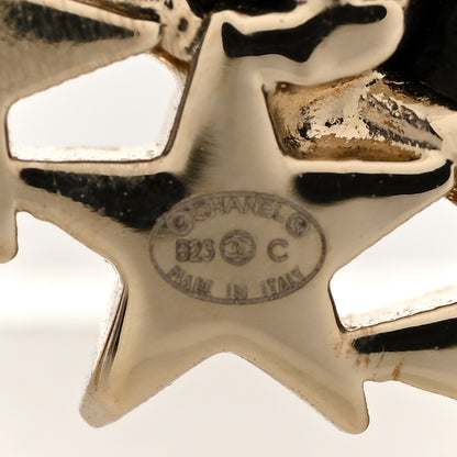 Chanel Lambskin Chain Crystal Chain CC Star Brooch Gold Black 4 of 5