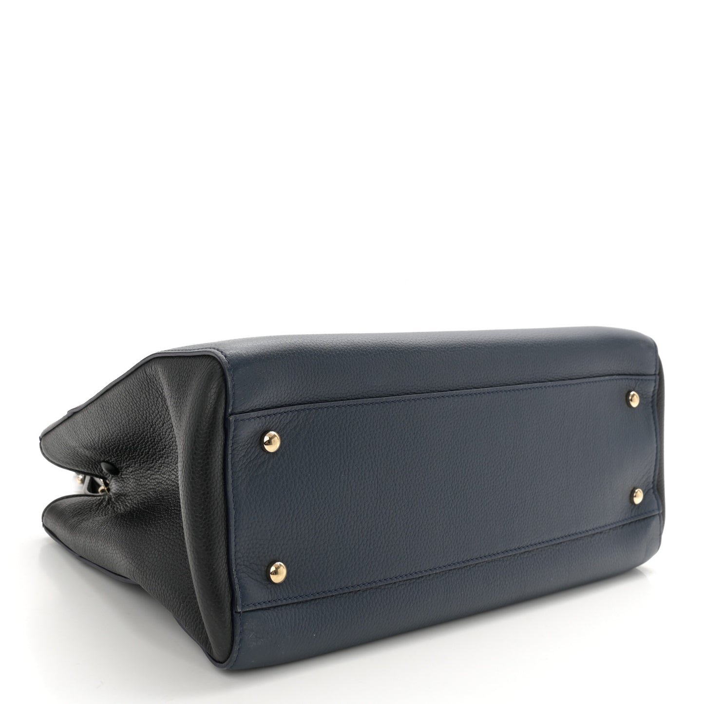 Grained Calfskin Neo Executive Shopper Tote Dark Blue Black