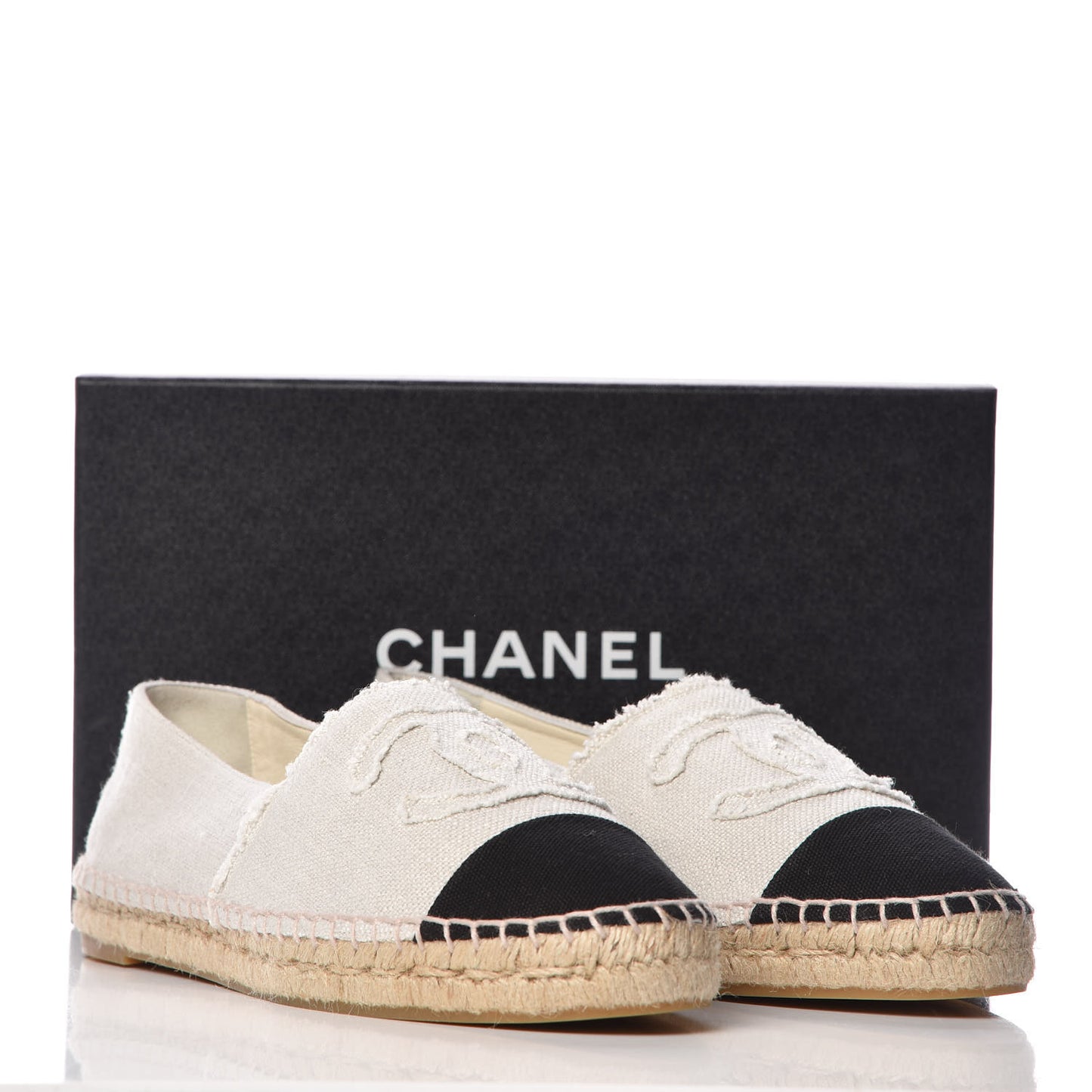 Linen CC Espadrilles 42 White Black