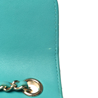 Chanel Lambskin Quilted Extra Mini Wallet On Chain WOC Teal 11 of 14