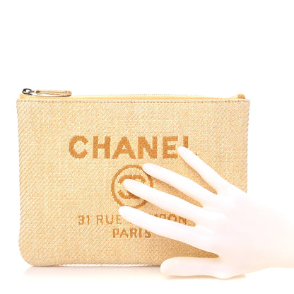 Chanel Woven Straw Raffia Small Deauville Pouch Light Yellow 2 of 7