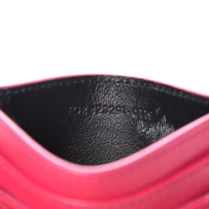 Saint Laurent Grain De Poudre Matelasse Chevron Monogram Credit Card Case Fresh Fuxia 7 of 11