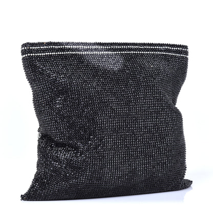 Alexander Wang Rhinestone Chain Mesh Wanglock Logo Pouch Black White 3 of 10