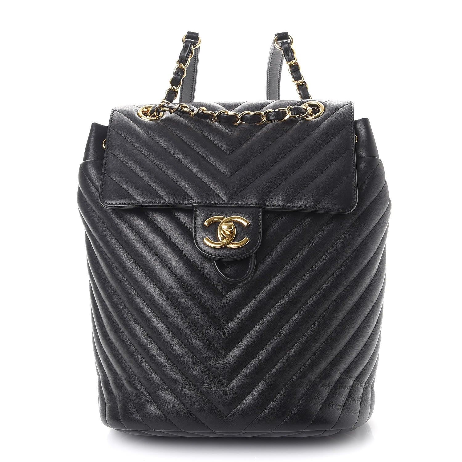 Chanel Calfskin Chevron Quilted Small Urban Spirit Backpack Black 1 of 14
