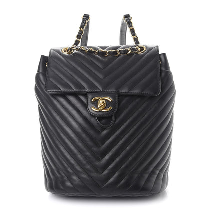 Chanel Calfskin Chevron Quilted Small Urban Spirit Backpack Black 1 of 14