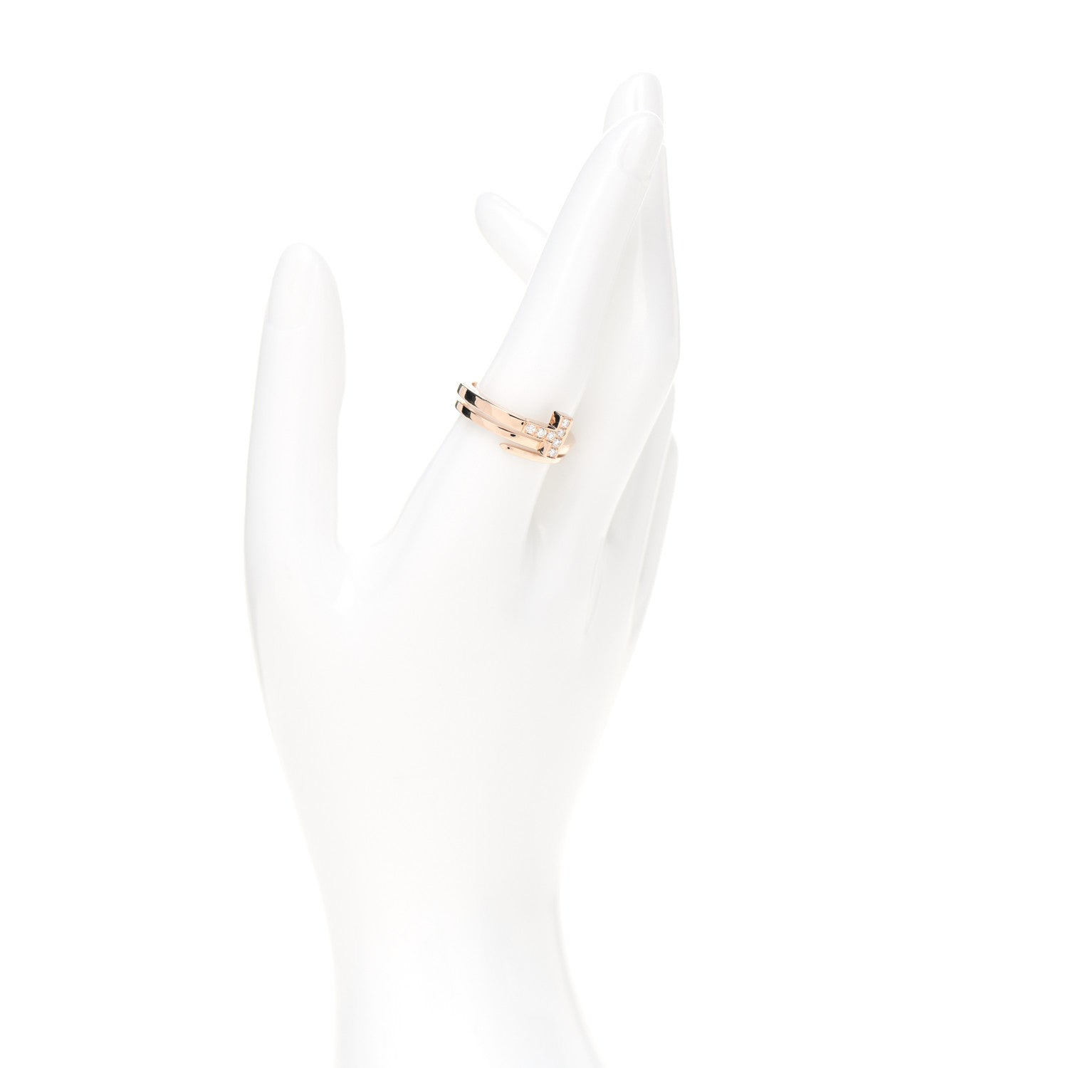 Tiffany 18K Rose Gold Diamond T Square Wrap Ring 58 8.5 2 of 5