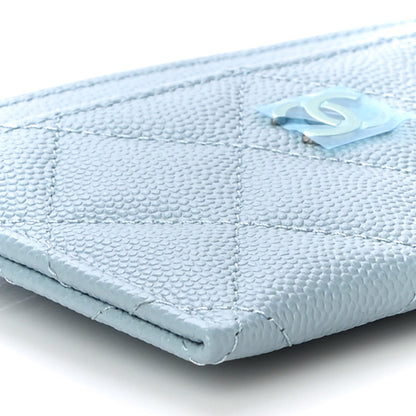 Chanel Caviar Quilted Card Holder Light Blue 10 of 13