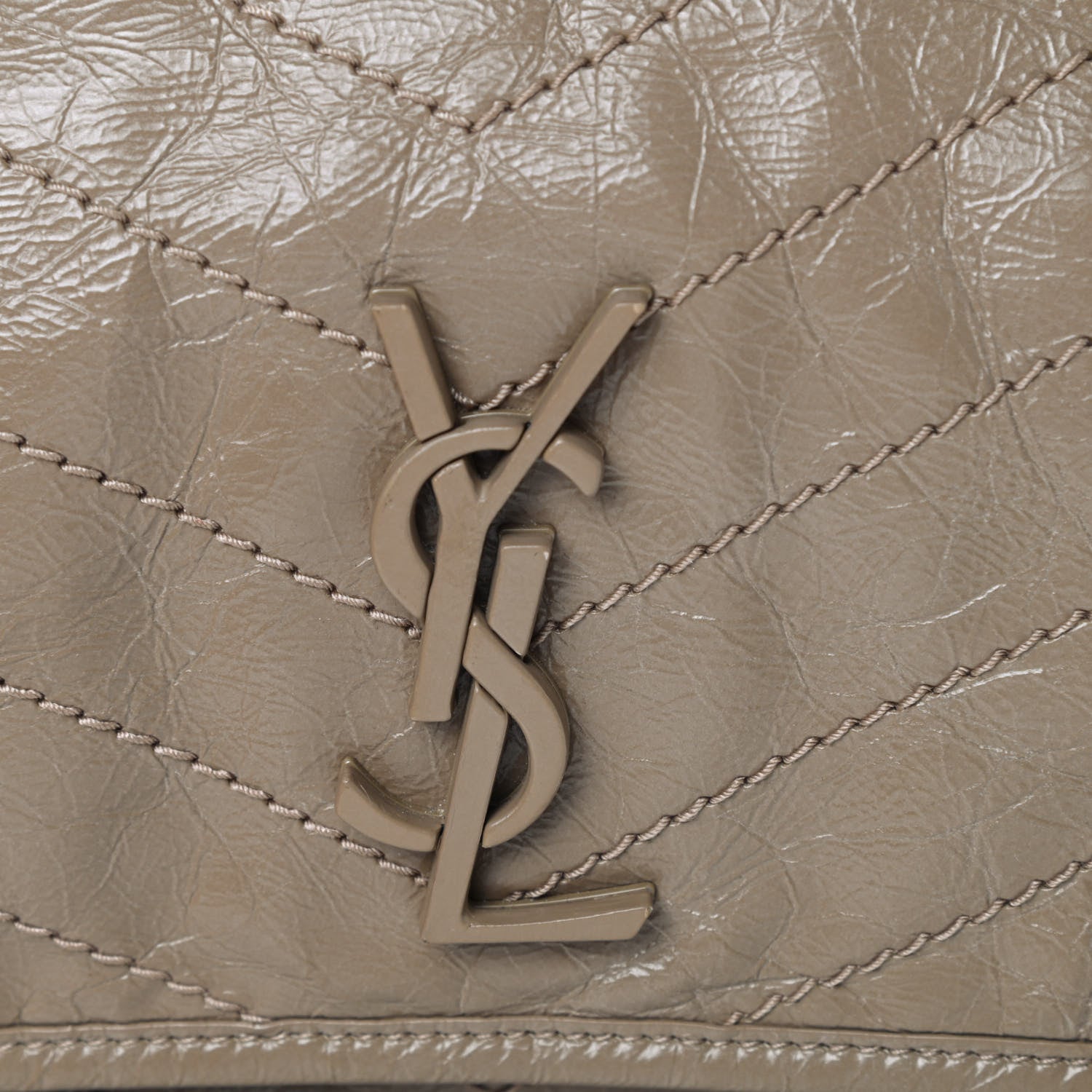 Saint Laurent Crinkled Calfskin Matelasse Monogram Medium Niki Chain Satchel Light Taupe 12 of 12