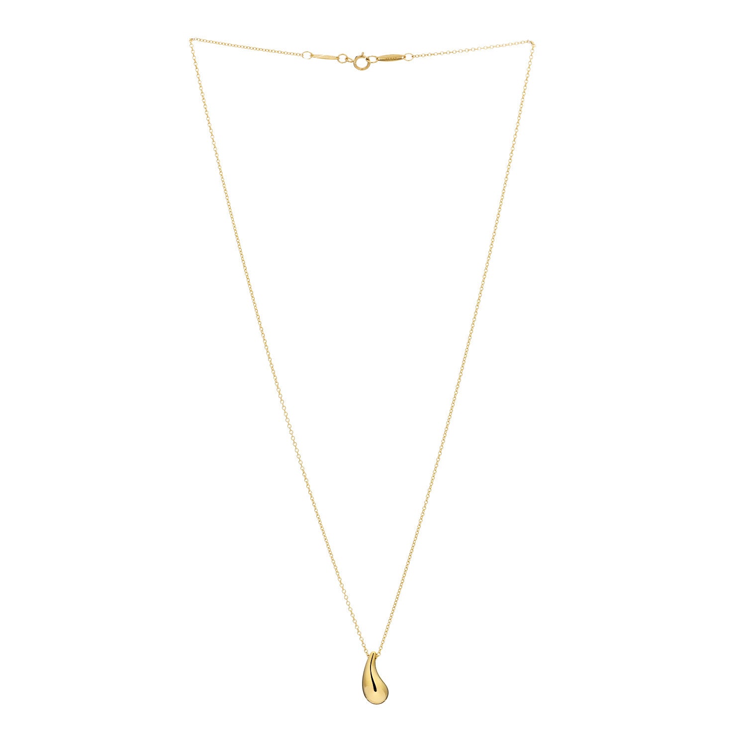 Tiffany 18K Yellow Gold 15mm Elsa Peretti Teardrop Pendant Necklace 3 of 5