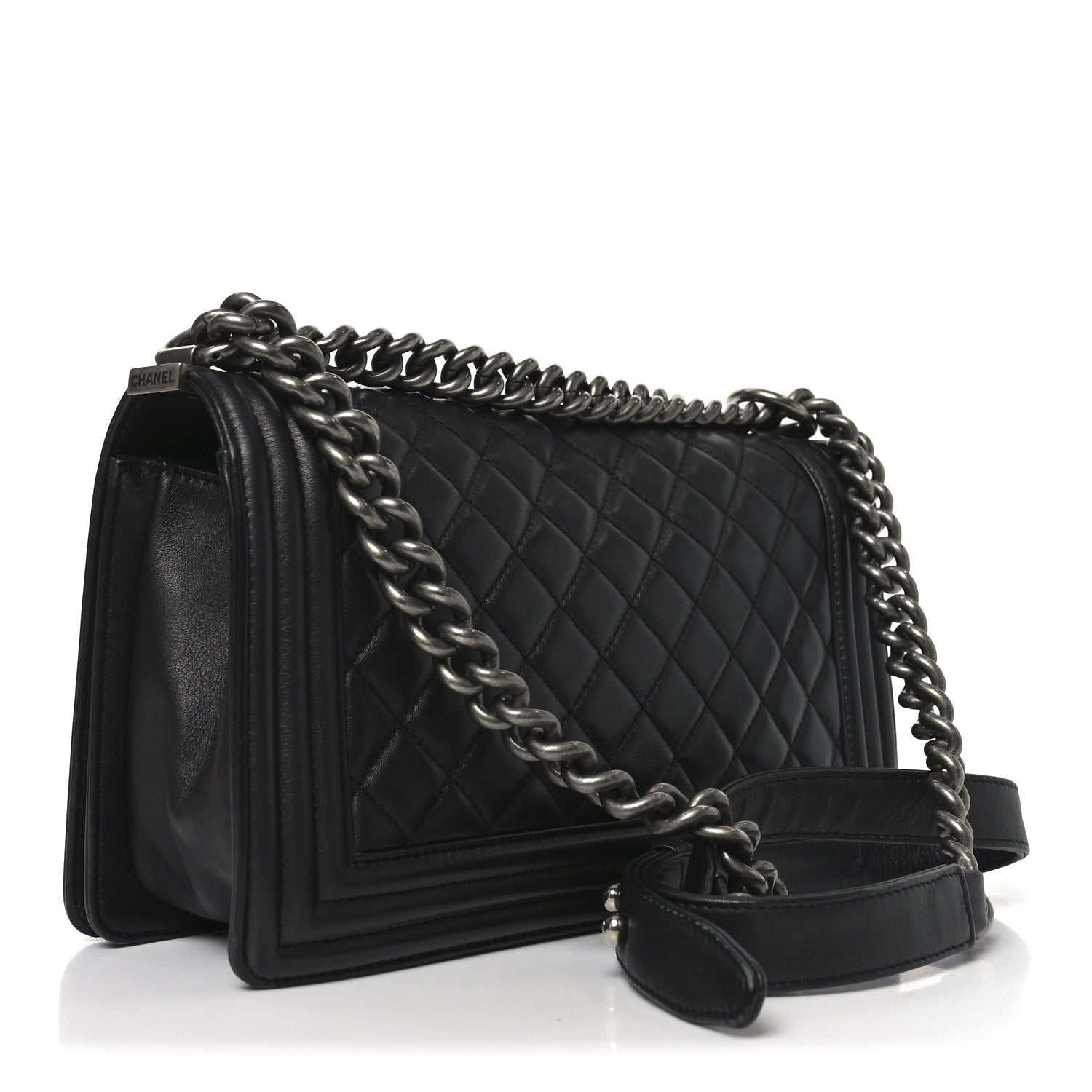Chanel Lambskin Quilted Medium Boy Flap Dark Grey 3 of 11